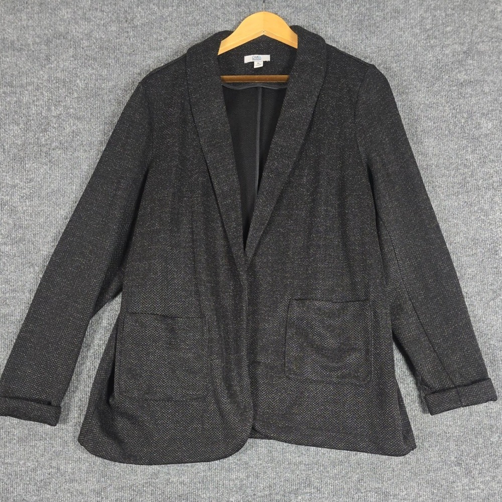 Croft & Barrow Womens XL‎ Black Textured Open Front Blazer Jacket